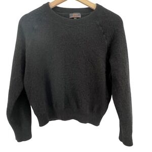 Quince Mongolian Shrunken Cashmere Sweatshirt Black Crew Neck Sweater L LB18222